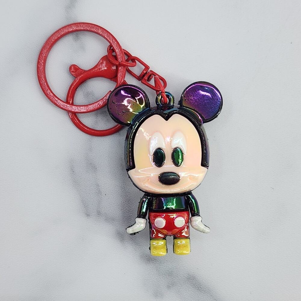 *NEW* Disney's Mickey Mouse 3D Figure Keychain Bag Charm Iridescent Colors